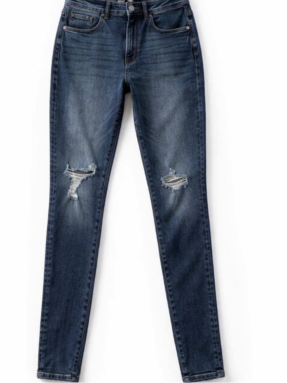 Express Skinny High Rise Jeans 10R Denim Perfect Indigo Distressed